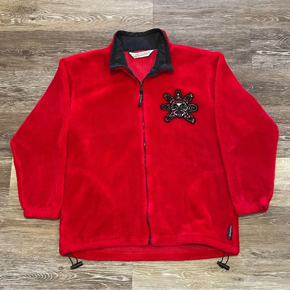Vintage Coastlines Canada Fleece Jacket Haida Native Sun Full Zip Size Large - Picture 2 of 6